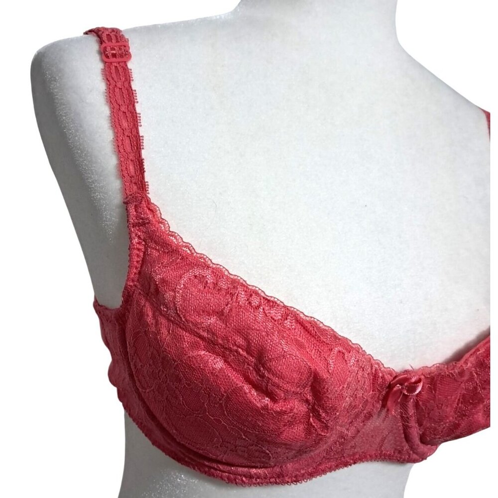 Adonna Bra 36 C Dream Maker Push Up Hot Pink Lace Underwire Adjustable Straps - Picture 4 of 11